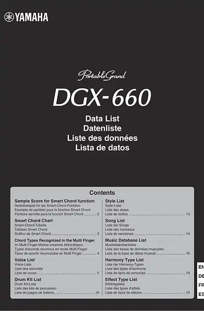 yamaha雅马哈DGX-660 Data List